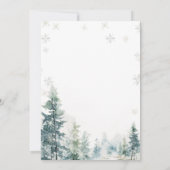 Sneeuwvlokken en dennenbomen Groen Vakantie Party Kaart (Achterkant)