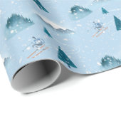 Sneeuwvlokken en Downhill Skier Wrapping Paper Cadeaupapier (Rol Hoek)
