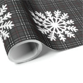 Sneeuwvlokken en grijze tartan cadeaupapier (Rol Hoek)