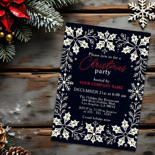 Sneeuwvlokken en Holly Corporate Christmas Party Kaart