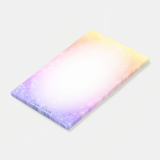 Sneeuwvlokken en kalligrafie op verloopgradiënt va post-it® notes (Schuin)