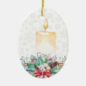 Sneeuwvlokken en kerstdecoratie keramisch ornament (Voorkant)