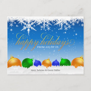 Sneeuwvlokken en kerstsierplanten briefkaart