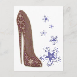 Sneeuwvlokken en kerststiletto Schoenkunst Geschen Feestdagenkaart