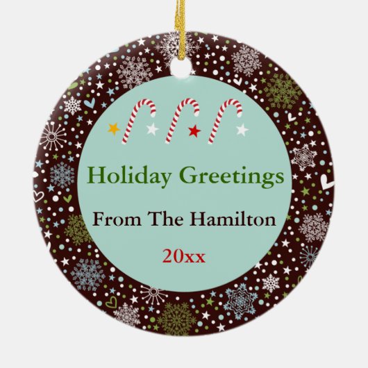 Sneeuwvlokken en kerstversiering met zwart Kat Keramisch Ornament (Achterkant)