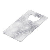 Sneeuwvlokken en -lichten creditkaart flessenopener (Voorkant Gekanteld)