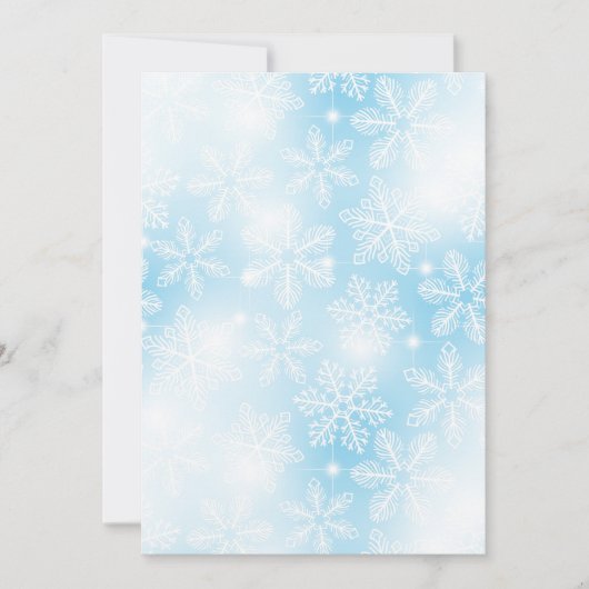 Sneeuwvlokken en lichten op blauw (Voorkant)