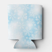 Sneeuwvlokken en lichten op blauw blikjeskoeler (Achterkant)
