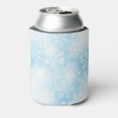 Sneeuwvlokken en lichten op blauw blikjeskoeler (Blikje Achterkant)