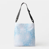 Sneeuwvlokken en lichten op blauw crossbody tas (Achterkant)