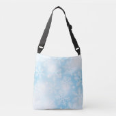 Sneeuwvlokken en lichten op blauw crossbody tas (Voorkant)