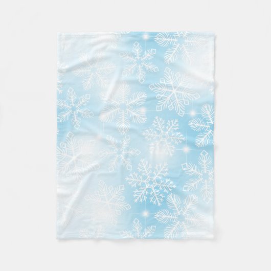 Sneeuwvlokken en lichten op blauw fleece deken (Voorkant)