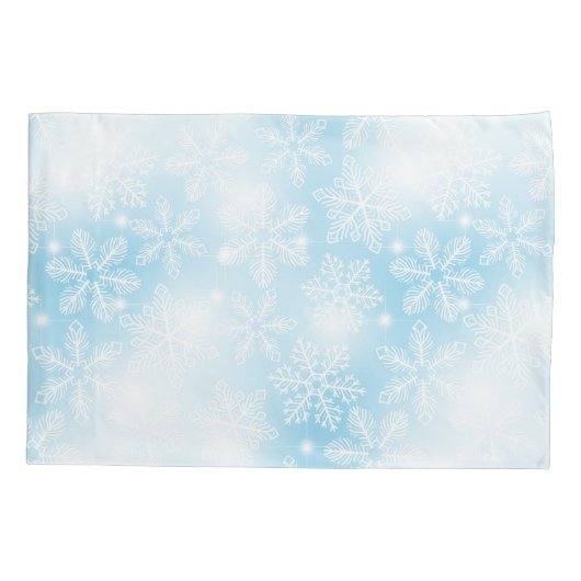 Sneeuwvlokken en lichten op blauw kussensloop (Achterkant)