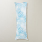 Sneeuwvlokken en lichten op blauw lichaamskussen (Voorkant Verticaal)