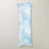 Sneeuwvlokken en lichten op blauw lichaamskussen (Achterkant (Verticaal))