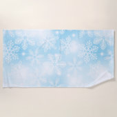 Sneeuwvlokken en lichten op blauw strandlaken (Voorkant)