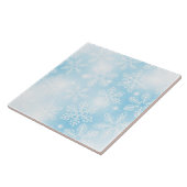 Sneeuwvlokken en lichten op blauw tegeltje (Zijkant)