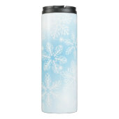 Sneeuwvlokken en lichten op blauw thermosbeker (Achterkant)