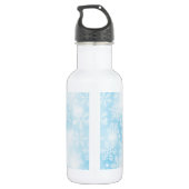 Sneeuwvlokken en lichten op blauw waterfles  (Achterkant)