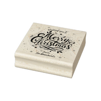 Sneeuwvlokken en Merry Christmas aanpasbaar Rubberstempel