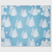 Sneeuwvlokken en met sneeuw bedekte bomen Inpakpap Cadeaupapier (Vlak)