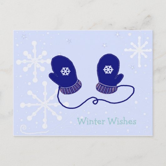 Sneeuwvlokken en Mutsen Briefkaart (Voorkant)