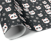 Sneeuwvlokken en Panda Kerstmis Cadeaupapier (Rol Hoek)