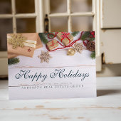 Sneeuwvlokken en pijnbomen  | Rustic Holiday Greet Briefkaart