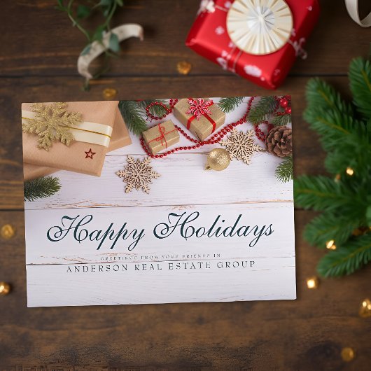 Sneeuwvlokken en pijnbomen | Rustic Holiday Greet Briefkaart
