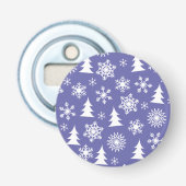 Sneeuwvlokken en Pine Trees Pattern Button Flesopener (Voorkant)
