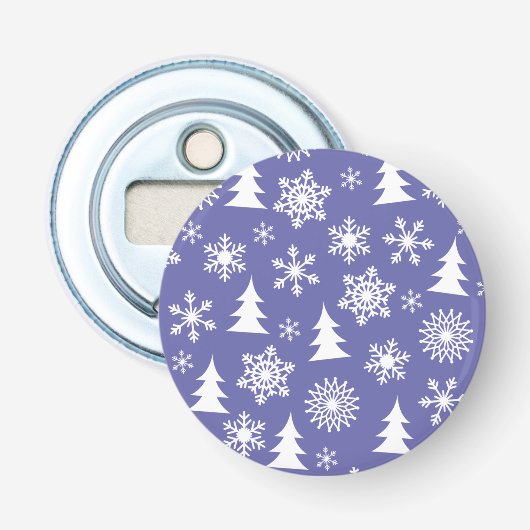 Sneeuwvlokken en Pine Trees Pattern Button Flesopener (Voorkant)
