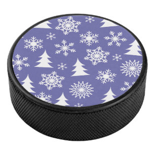 Sneeuwvlokken en Pine Trees Pattern Hockey Puck