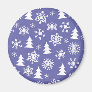 Sneeuwvlokken en Pine Trees Pattern Magneet