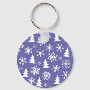 Sneeuwvlokken en Pine Trees Pattern Sleutelhanger