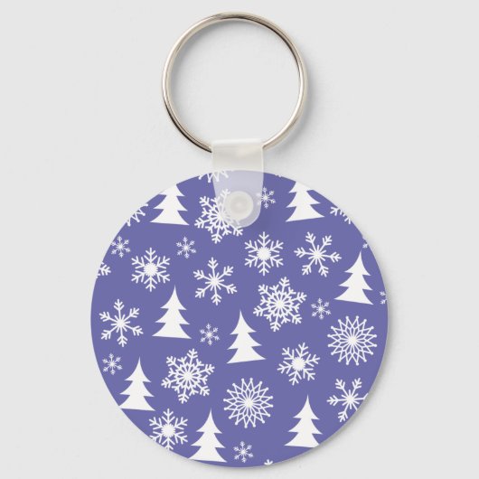 Sneeuwvlokken en Pine Trees Pattern Sleutelhanger (Voorkant)