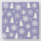 Sneeuwvlokken en Pine Trees Pattern Stenen Onderzetter (Voorkant)