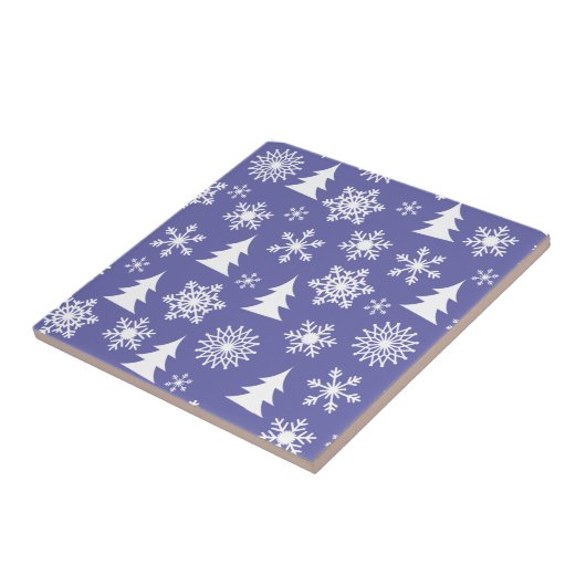 Sneeuwvlokken en Pine Trees Pattern Tegeltje (Zijkant)