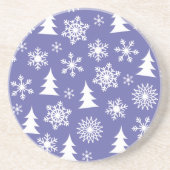 Sneeuwvlokken en Pine Trees Pattern Zandsteen Onderzetter (Voorkant)