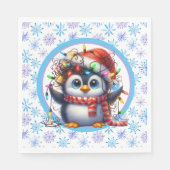 Sneeuwvlokken en pinguïn servet (Voorkant)