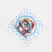 Sneeuwvlokken en pinguïn servet (Hoek)