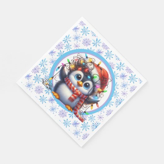 Sneeuwvlokken en pinguïn servet (Hoek)