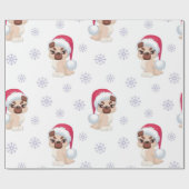 Sneeuwvlokken en Puppies Cadeaupapier (Vlak)