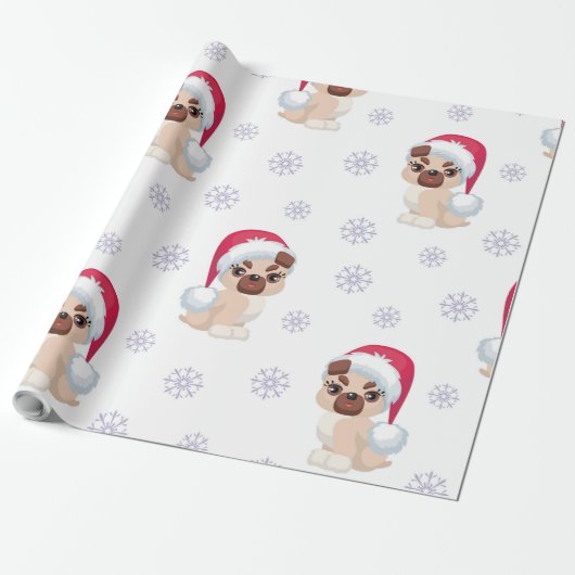 Sneeuwvlokken en Puppies Cadeaupapier (Uitgerold)