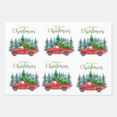 Sneeuwvlokken en rendieren Kerstgroene boom Inpakpapier Vel (Voorkant 3)