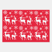 Sneeuwvlokken en rendieren Kerstgroene boom Inpakpapier Vel (Voorkant)