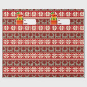 Sneeuwvlokken en rendierinpakpapier cadeaupapier (Vlak)