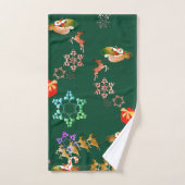 Sneeuwvlokken en rendierkerstdrank groen bad handdoek (Handdoek)