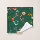 Sneeuwvlokken en rendierkerstdrank groen bad handdoek (Wasdoekje)