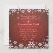 Sneeuwvlokken en Rode Damask Wedding Kaart (Achterkant)