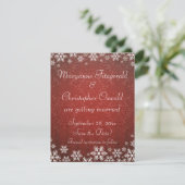 Sneeuwvlokken en Rode Damast Save the Date Kaart (Staand voorkant)